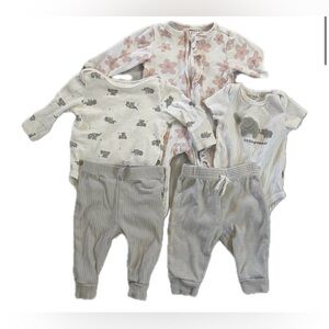 Rabbit+Bear 3-6 mo bundle - Neutral + Floral Aesthetic | Grey and pink